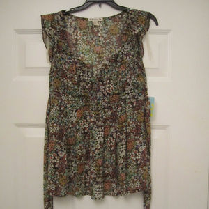 Forever 21 Ditsy Floral Stained Glass Top NWT M